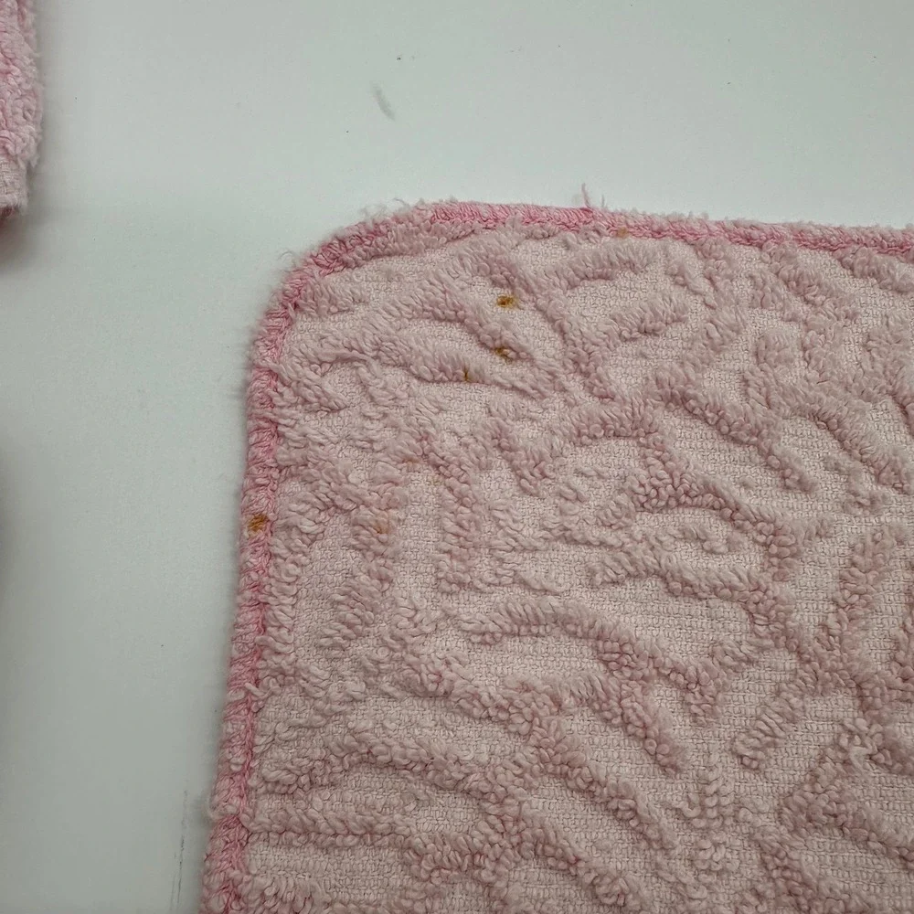 Cannon Royal Family Pink 5 Towel Set Bath Hand Towels Wash cloth Sculpted Fringe
